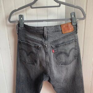 Levis 501 S Button Fly Black Gray Skinny Jeans Cotton Elastane W28 L30 High Rise